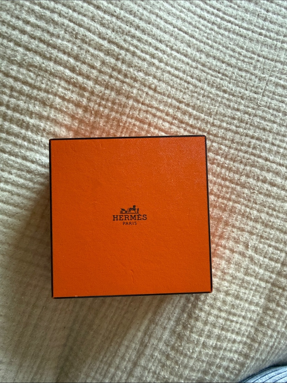 Hermes Orange Square Gift Box 4” Square Box for Bracelet Padded